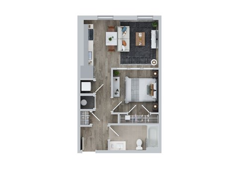 Floor plan for studio, 1 bath, 540 sqft